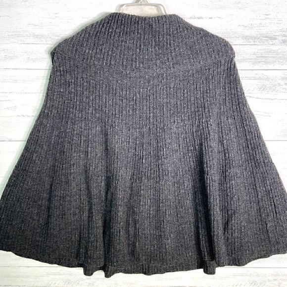 Gap Gray Wool Blend 1/4 Zip Sweater Poncho Cape Women XS/S - Picture 2 of 5